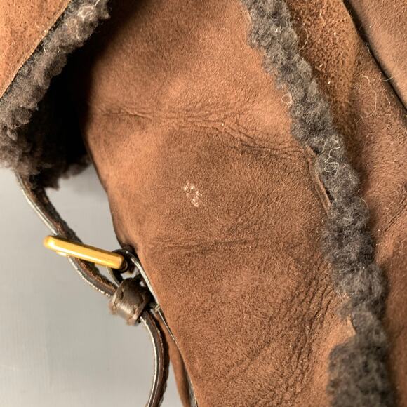 YVES SAINT LAURENT Brown Shearling Leather Shoulder Handbag - Picture 10 of 11